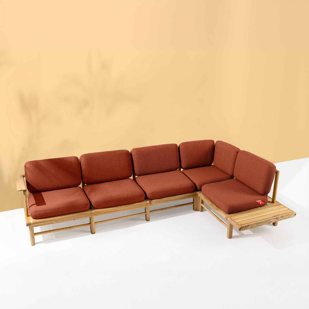 LOUNGESOFA ATREDA rechts - Orange, Holz/Textil (300/80/175cm) - KONSIMO®