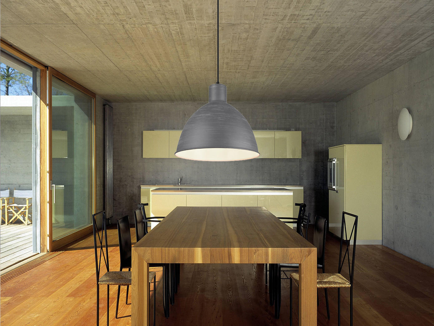 PENDELLEUCHTE, Ø30cm, Betonoptik - Grau, Metall (30/30/150cm) - meineWunschleuchte