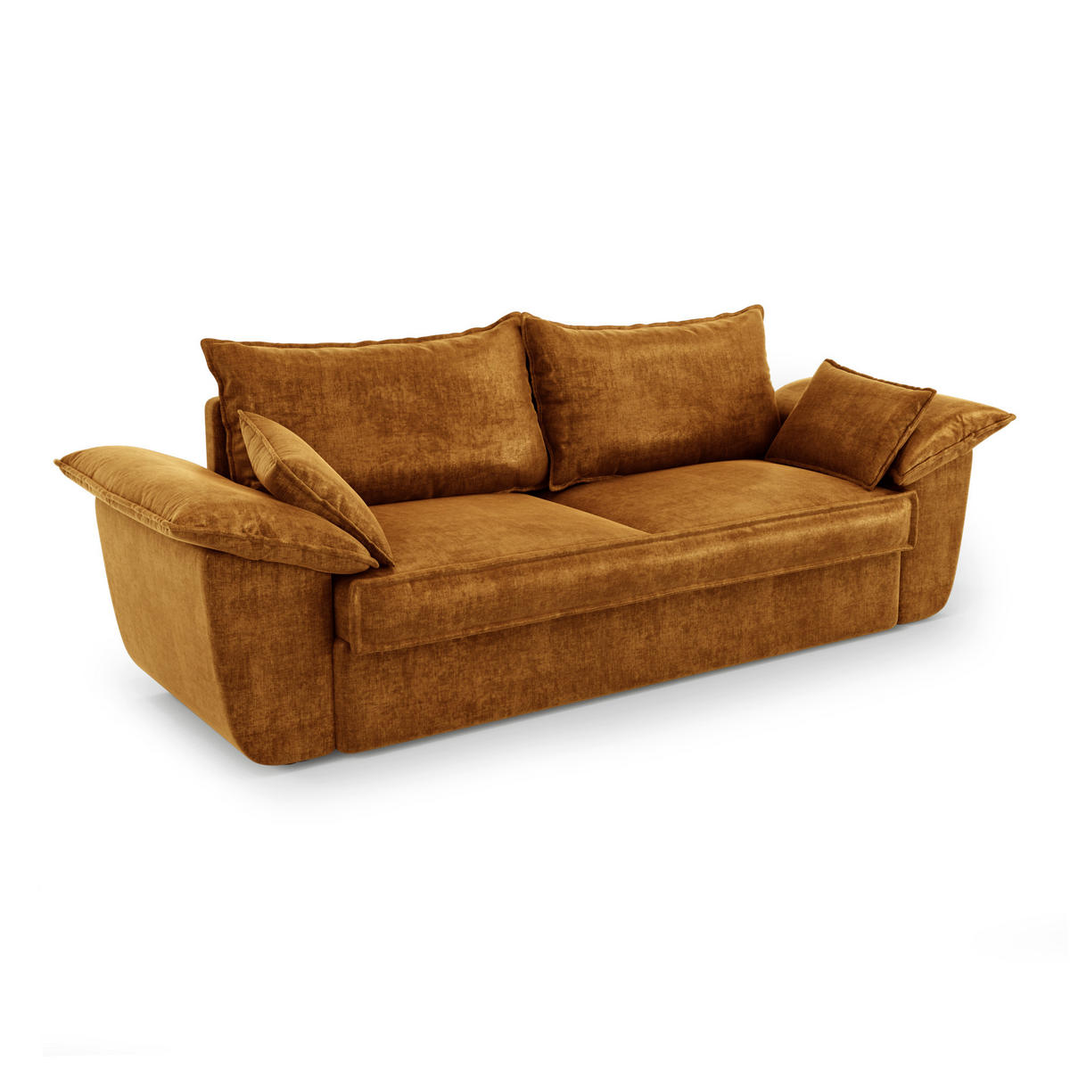 SOFA 3-Sitzer Samt Senf 232cm - Dunkelgelb, Textil (232/92/102cm) - Sia Home