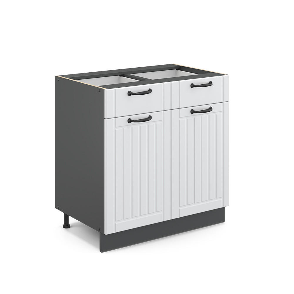 KÜCHENUNTERSCHRANK Fame-Line Weiß Landhaus 80 cm ohne AP - Anthrazit/Weiß, Holzwerkstoff (80/82/52cm) - Vicco