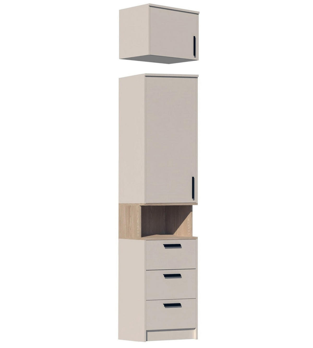 ECKKLEIDERSCHRANK GRANT SET 14/C GRAUBEIGE CASHMERE 143/235/143 - Kaschmir/Schwarz, Holzwerkstoff (143/235/143cm) - Marmex Möbel