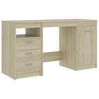SCHREIBTISCH mit 3 Schubladen, 1 Schrank 140/50/76 cm aus Holzwerkstoff Sonoma-Eiche Dekor - Sonoma Eiche, Holz (50/140/76cm) - vidaXL