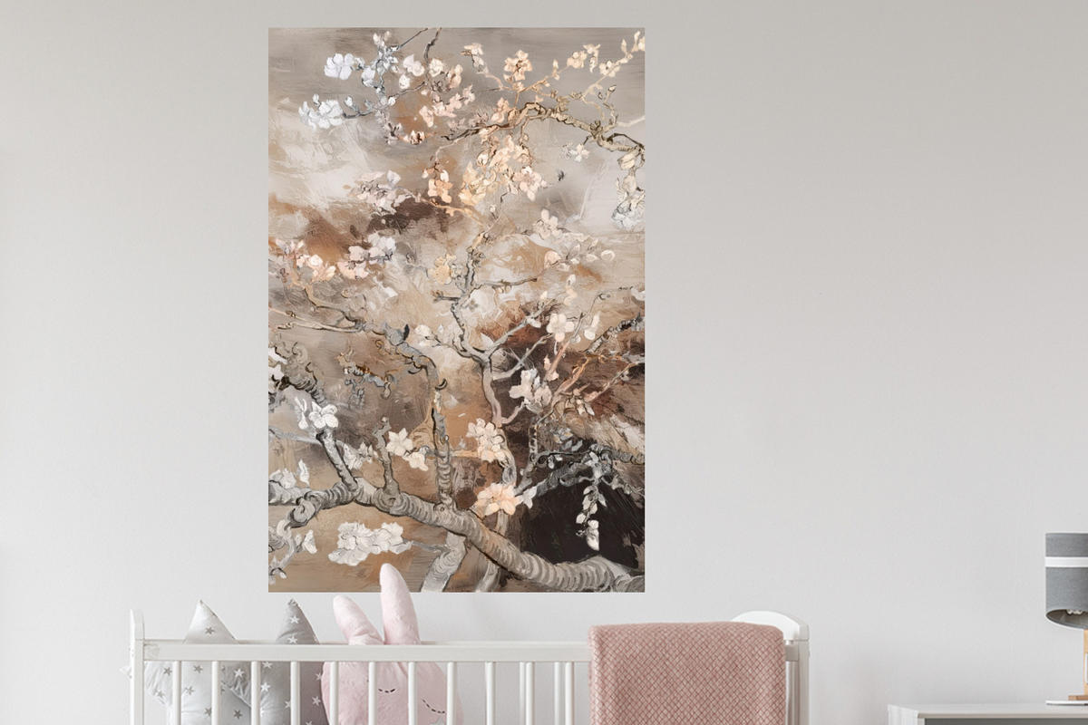 WANDTATTOO Mandelblüte - Kunst - Van Gogh - Beige - Abstrakt 80x120 cm - Braun, Kunststoff (80/120cm) - MuchoWow