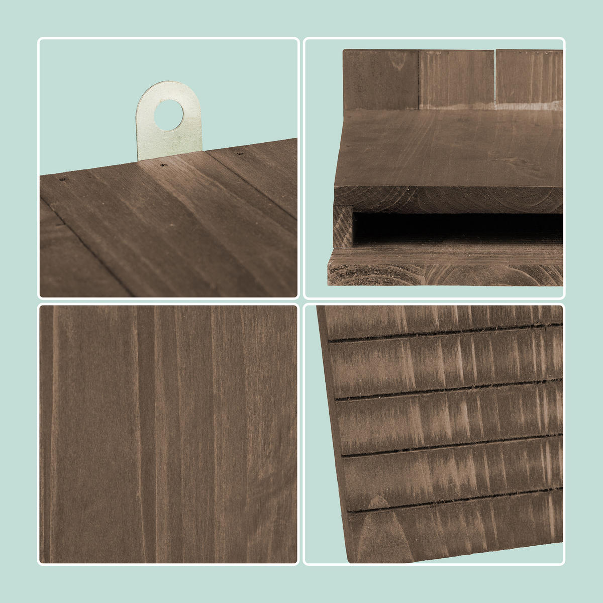 4XFLEDERMAUSKASTEN - Dunkelbraun, Holz (22.5/34/12.5cm) - Relaxdays