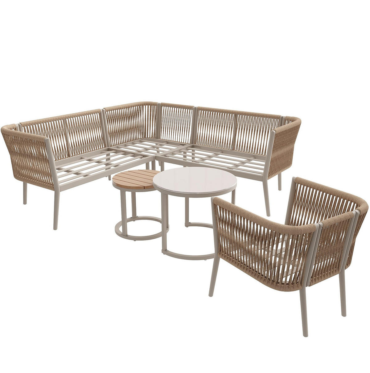 GARTENLOUNGE-SET 114,5/61/67 cm beige aus Metall und Olefin modular - Beige, Metall - OKWISH
