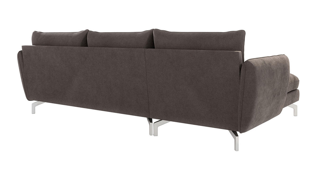 ECKSOFA Elou Braun - Khaki Microfaser - Chromfarben/Dunkelbraun, Holz/Textil (261/167cm) - S-Style Möbel
