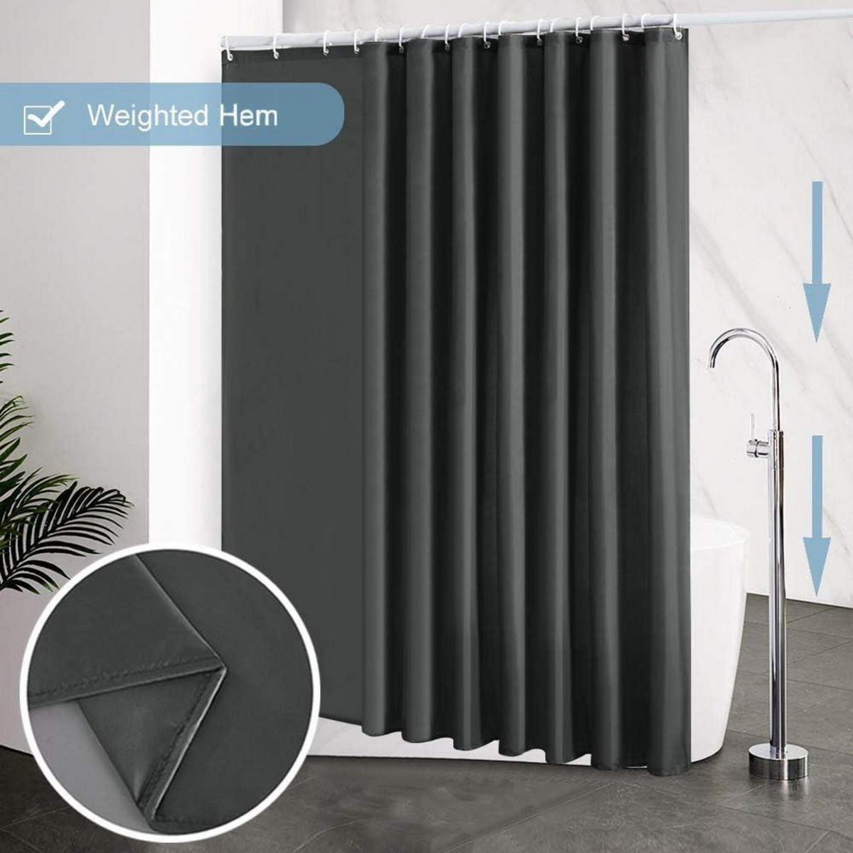 DUSCHVORHANG Dunkelgrau 275 x 180 cm - Anthrazit, Textil (275/180cm)
