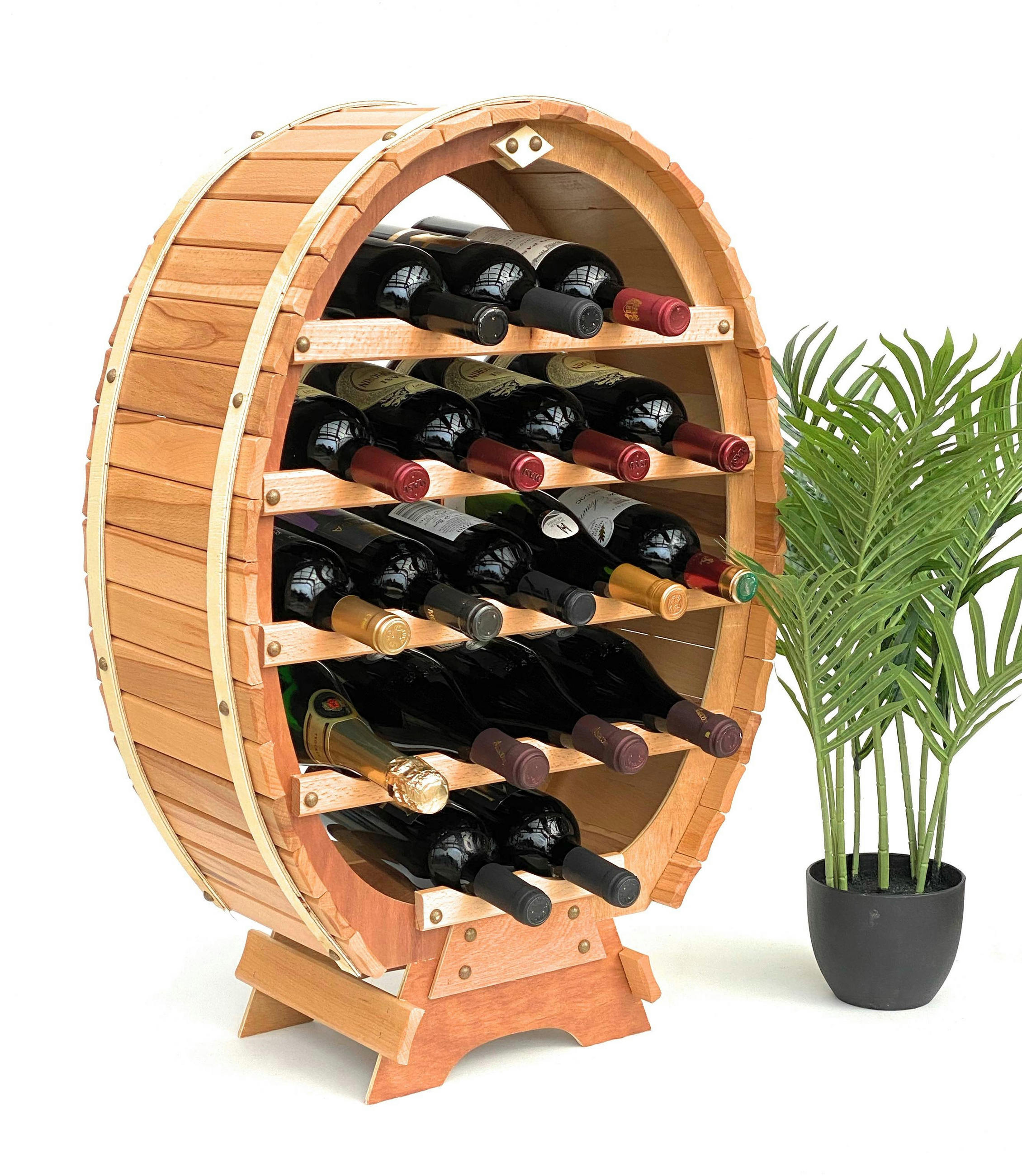 WEINREGAL für 18 Flaschen Holz Stehend 77 cm - Braun, Holz (53/77/24cm) - DanDiBo