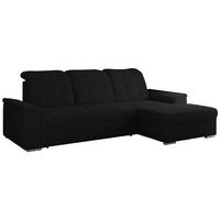 ECKSOFA MADRITO L - Schwarz Boucle - Rechts - Silberfarben/Schwarz, Textil/Metall (256/160cm)