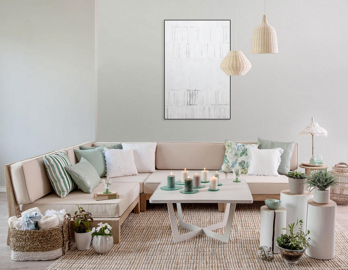 ACRYLBILD HANDGEMALT 80/120 cm - Weiß, Holz/Textil (80/120cm) - KUNSTLOFT