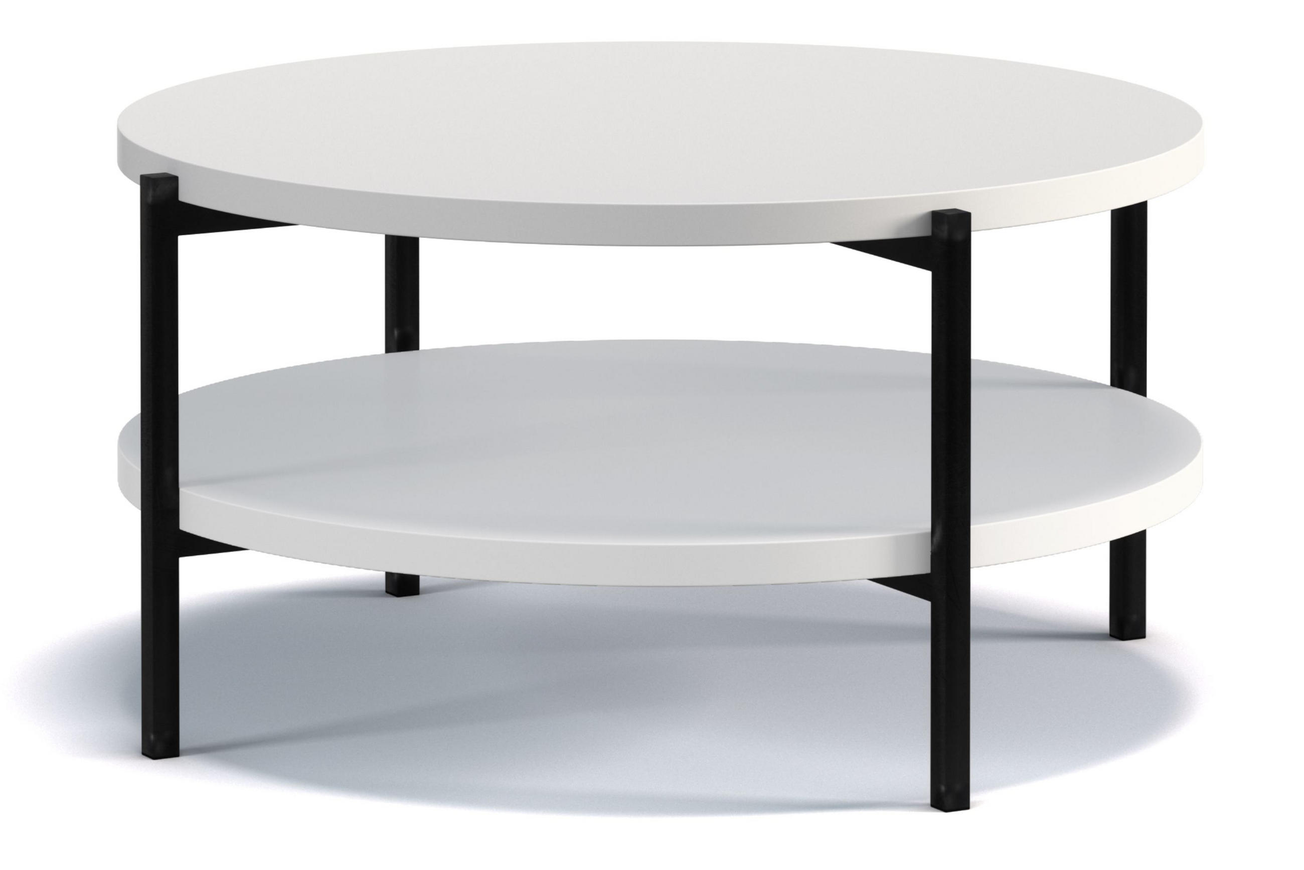 COUCHTISCH GERIS mit Ablageboden, Spanplatte, weiß - Schwarz/Weiß, Holz/Metall (85/85/43cm) - KONSIMO®