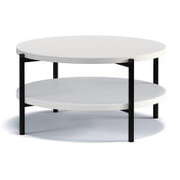 COUCHTISCH GERIS mit Ablageboden, Spanplatte, weiß - Schwarz/Weiß, Holz/Metall (85/85/43cm) - KONSIMO®