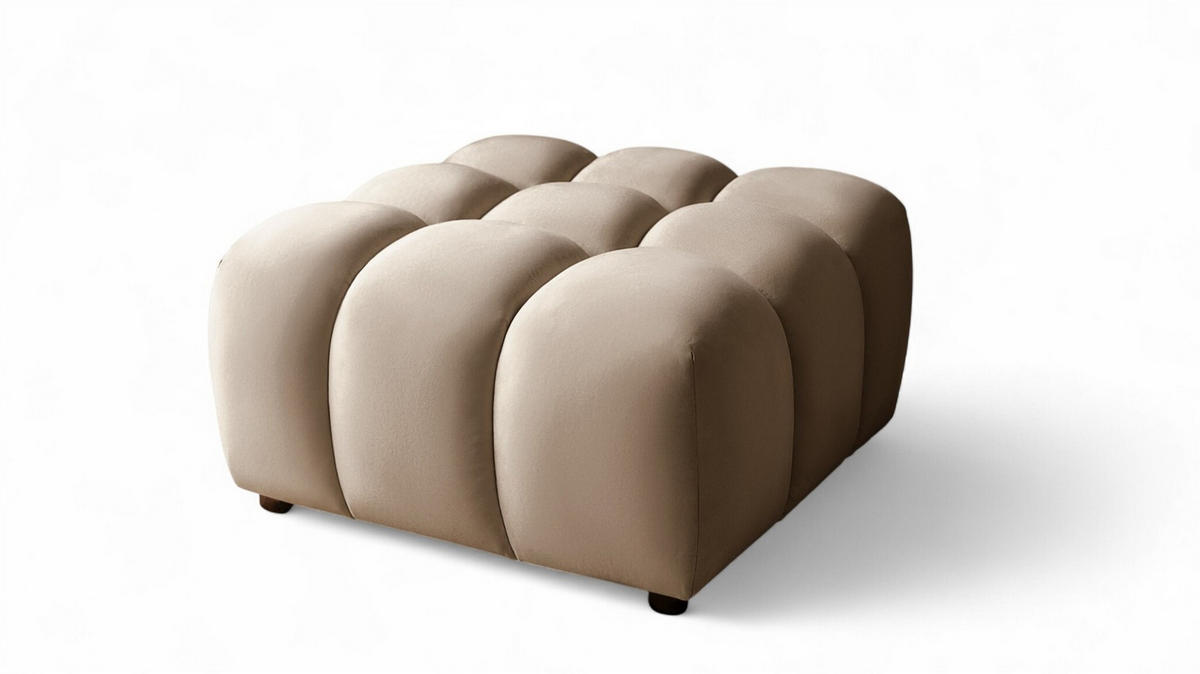 POLSTERHOCKER Flow - Hellbraun, Holzwerkstoff/Textil (96/42/96cm) - Fun Möbel