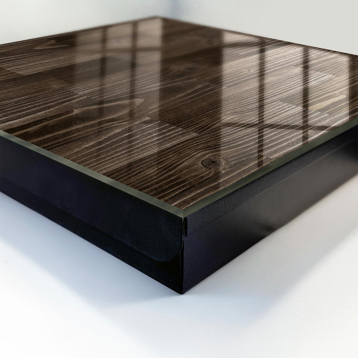 SCHLÜSSELBOX Schwarz 30x30 cm- Türöffnung nach rechts - Braunes Holz - Braun, Metall (30/30/5cm) - TULUP