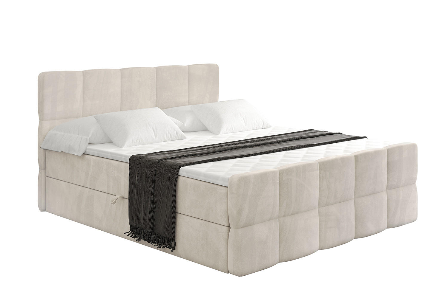 BOXBETT mit Matratze und Lattenrost - LIRO-Z - 200x200 - Beige Casablanca - Beige, Holzwerkstoff (200/200cm) - ALTDECOR