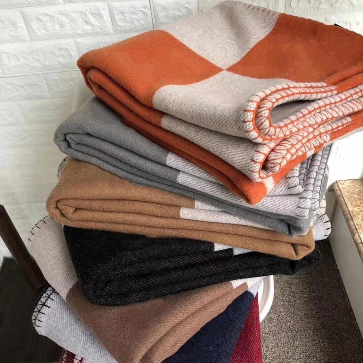 WOHNZIMMERDECKE - 130 x 180 cm - Orange - Orange, Textil (130/180cm)