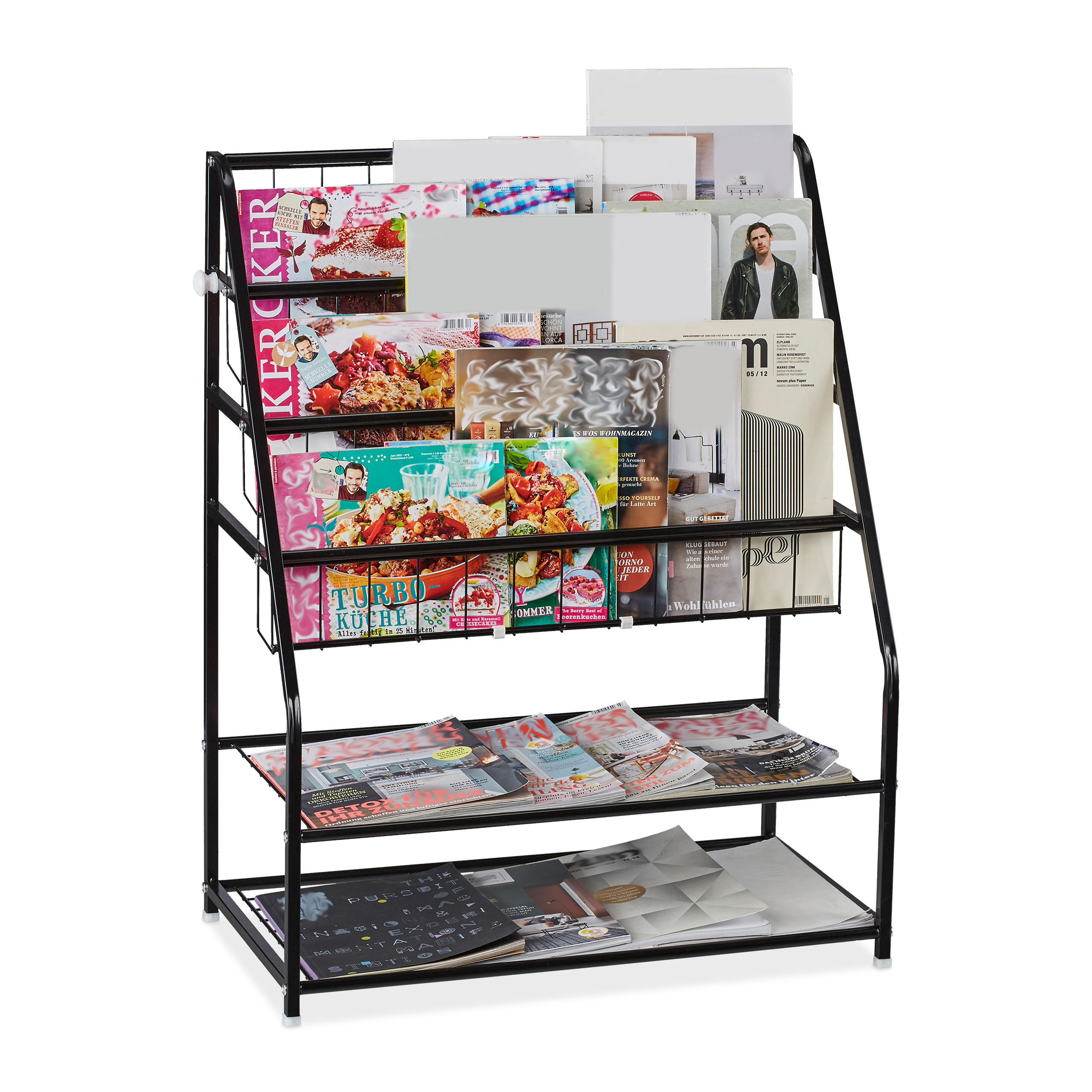 SUPORT PENTRU REVISTE Negru metal grilaj 81 cm