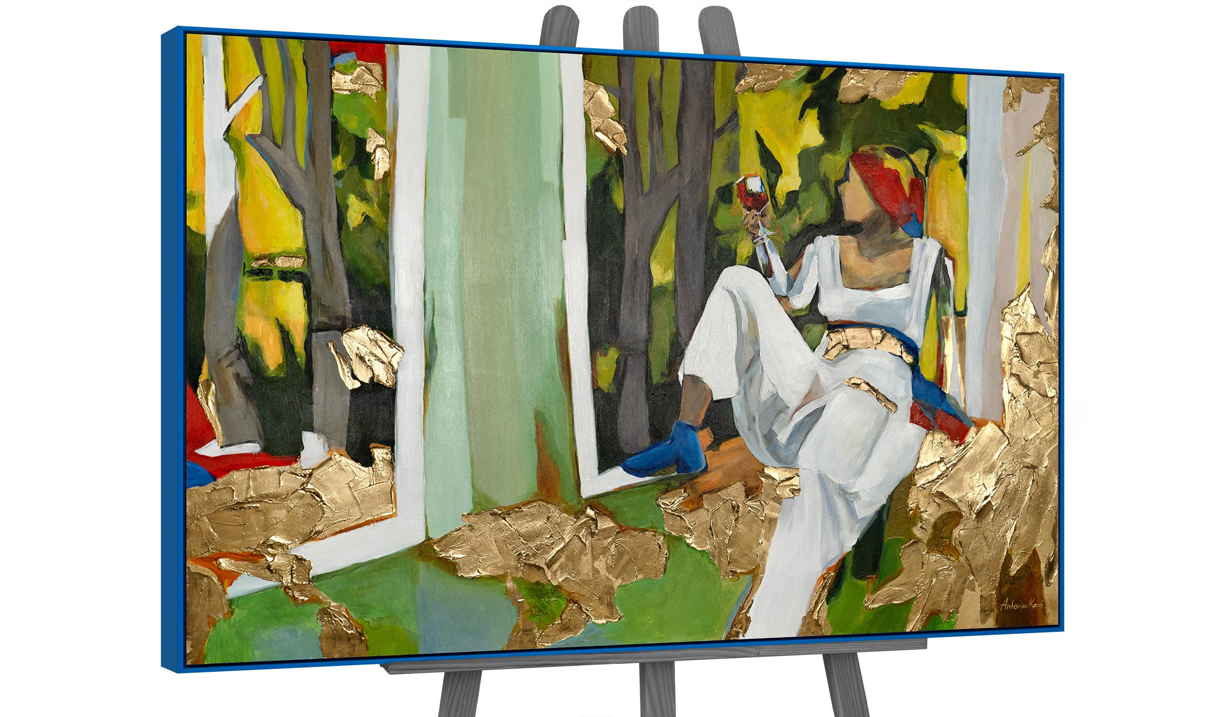 GEMÄLDE Inspiration Schattenfugenrahmen Blau 120x80 cm - Blau, Holz (120/80cm) - YS-art gallery