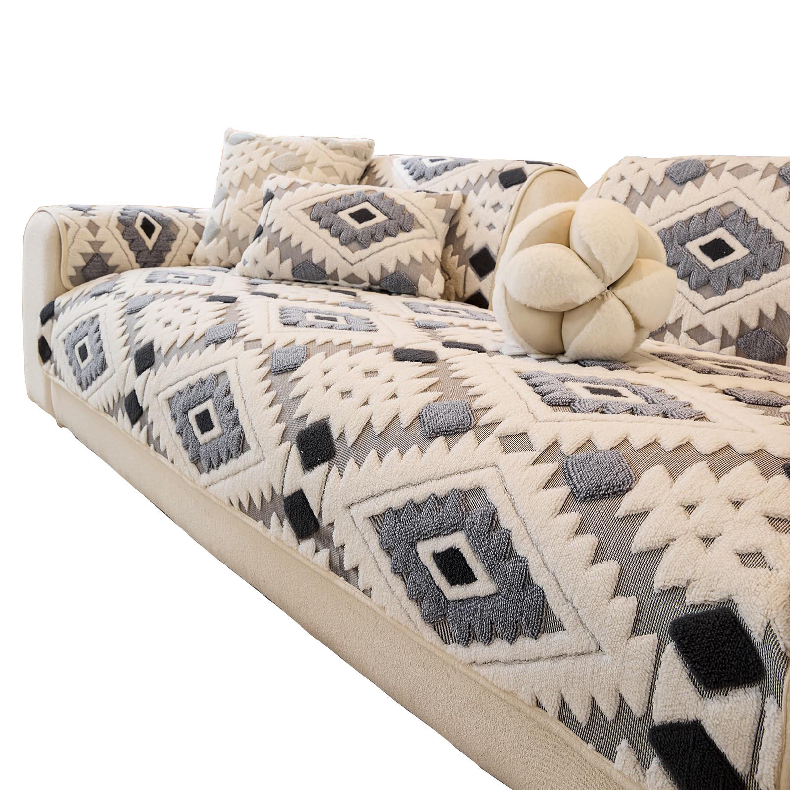 SOFAÜBERWURF ‎Jacquard Plush Dunkelgrau 1 Stück - Dunkelgrau, Textil (70/180cm) - Kaket