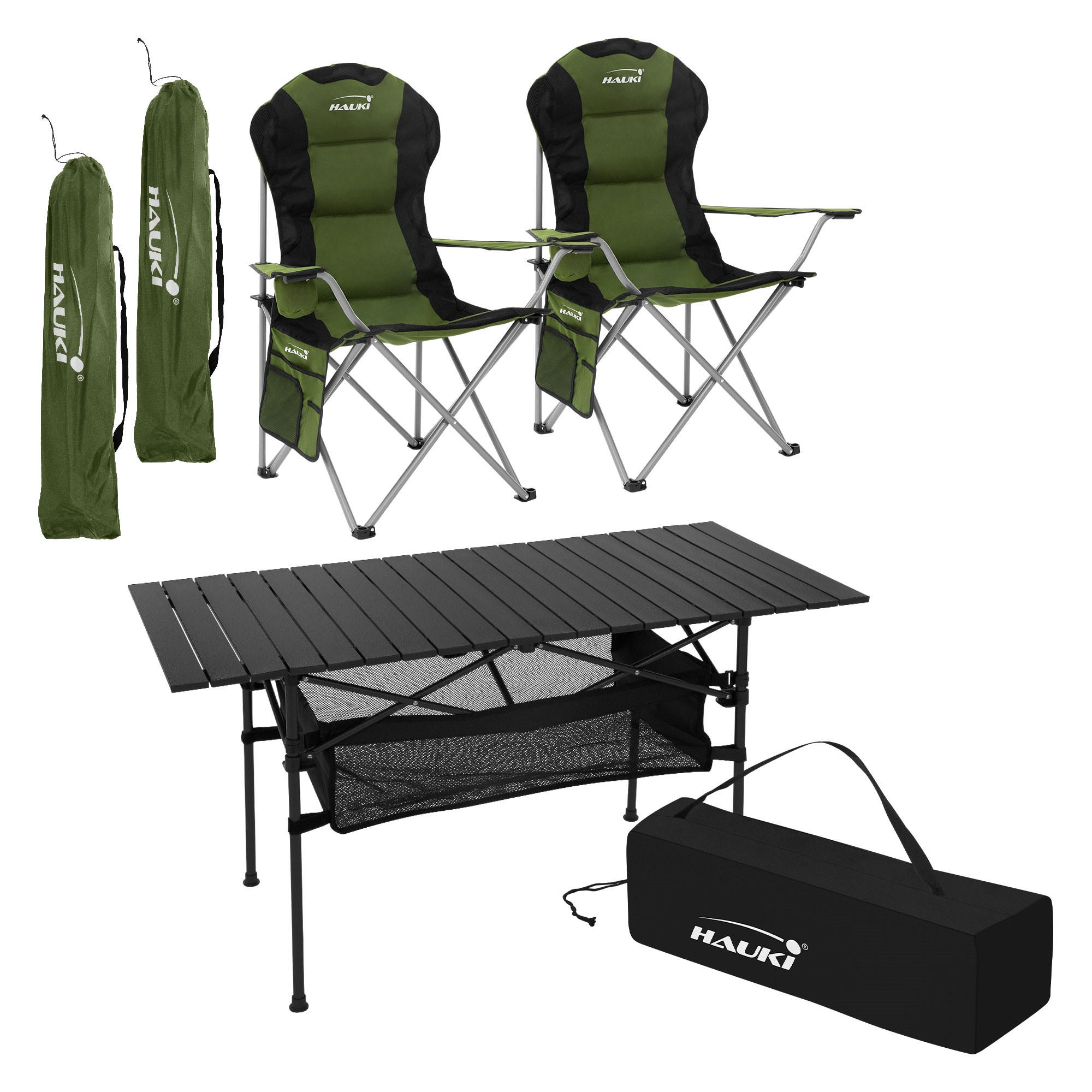 CAMPINGMÖBEL SET - Grün, Metall - Hauki