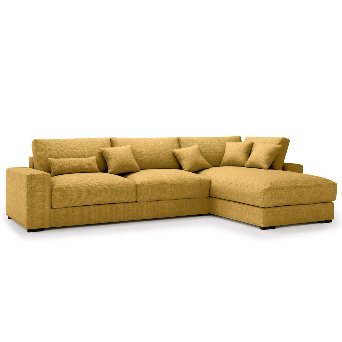 ECKSOFA mit Longchair - Gelb/Schwarz, Kunststoff/Textil (340/205cm) - home24