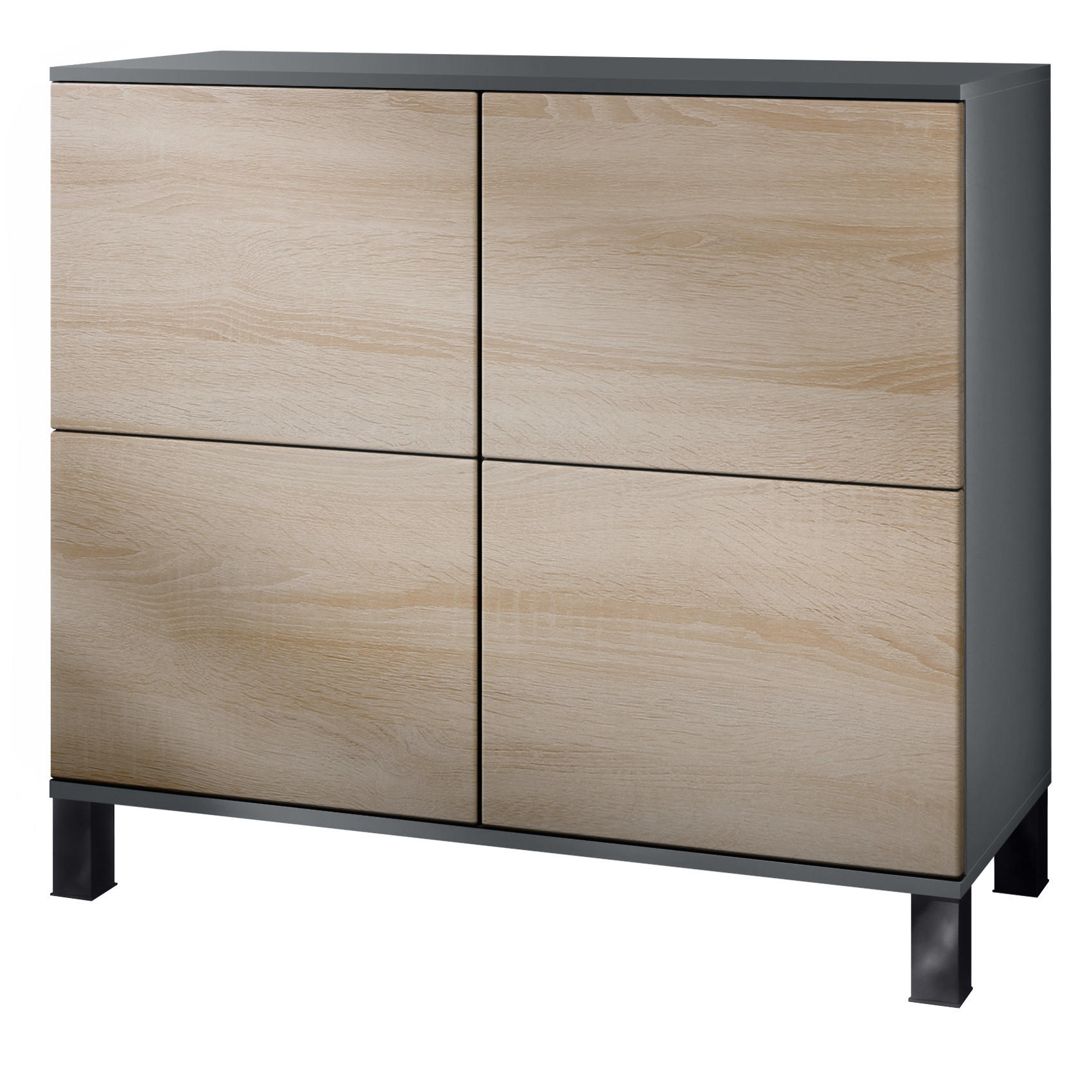 KOMMODE Rova Eiche sägerau - Eiche San Remo, Holzwerkstoff (92.5/84.5/35cm) - Vladon
