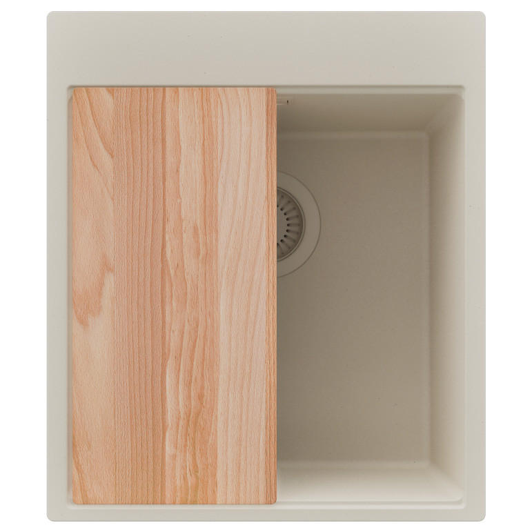 SPÜLBECKEN Oslo, 2-er set Beige 43/50 cm 1 Becken + Ablauf-Set + Schneidebrett ab 45er Unterschrank - Beige, Kunststoff (43/20/50cm) - Primagran