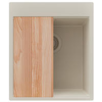 SPÜLBECKEN Oslo, 2-er set Beige 43/50 cm 1 Becken + Ablauf-Set + Schneidebrett ab 45er Unterschrank - Beige, Kunststoff (43/20/50cm) - Primagran