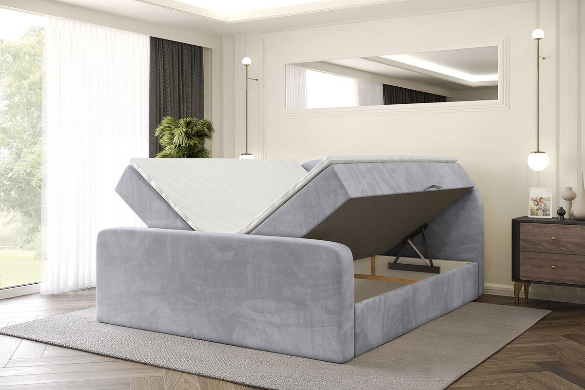 BOXBETT mit Matratze und Lattenrost - NOX-Z - 200x200 - Grau Monolith - Grau, Holzwerkstoff (200/200cm) - ALTDECOR