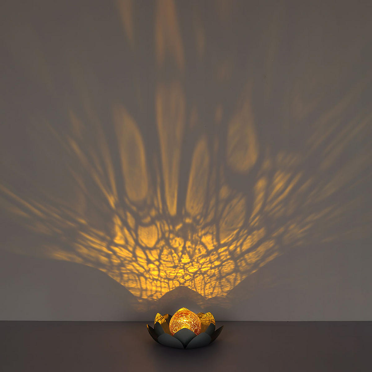 LED AUSSENLEUCHTE Lotusblume Grau - Grau, Glas (25/25/9cm) - Globo Lighting