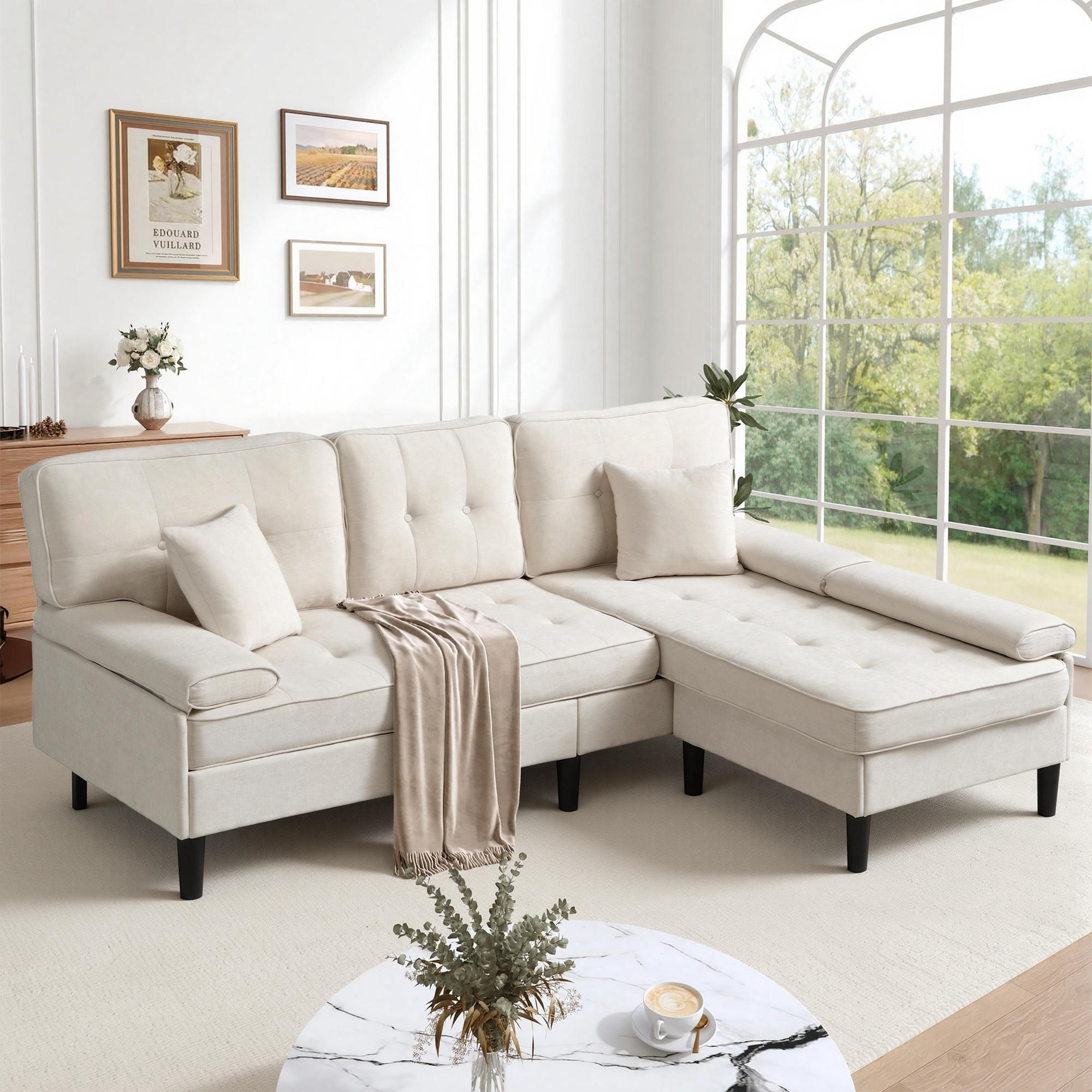 Thumbnail - Redom Ecksofa, Beige, Textil, 195x149 cm, Wohnzimmer, Sofas & Couches, Wohnlandschaften, Ecksofas