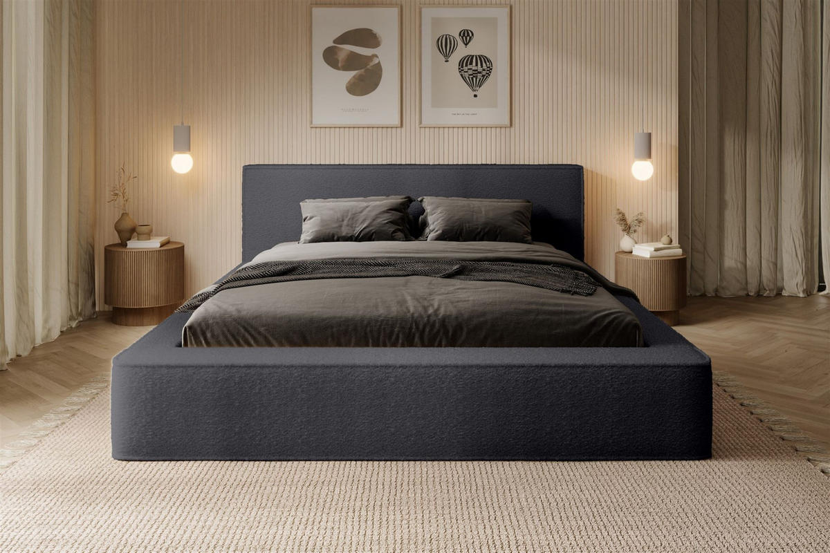 POLSTERBETT Omaha In Euphoria - Anthrazit, Holzwerkstoff/Textil (140/200cm) - Fun Möbel