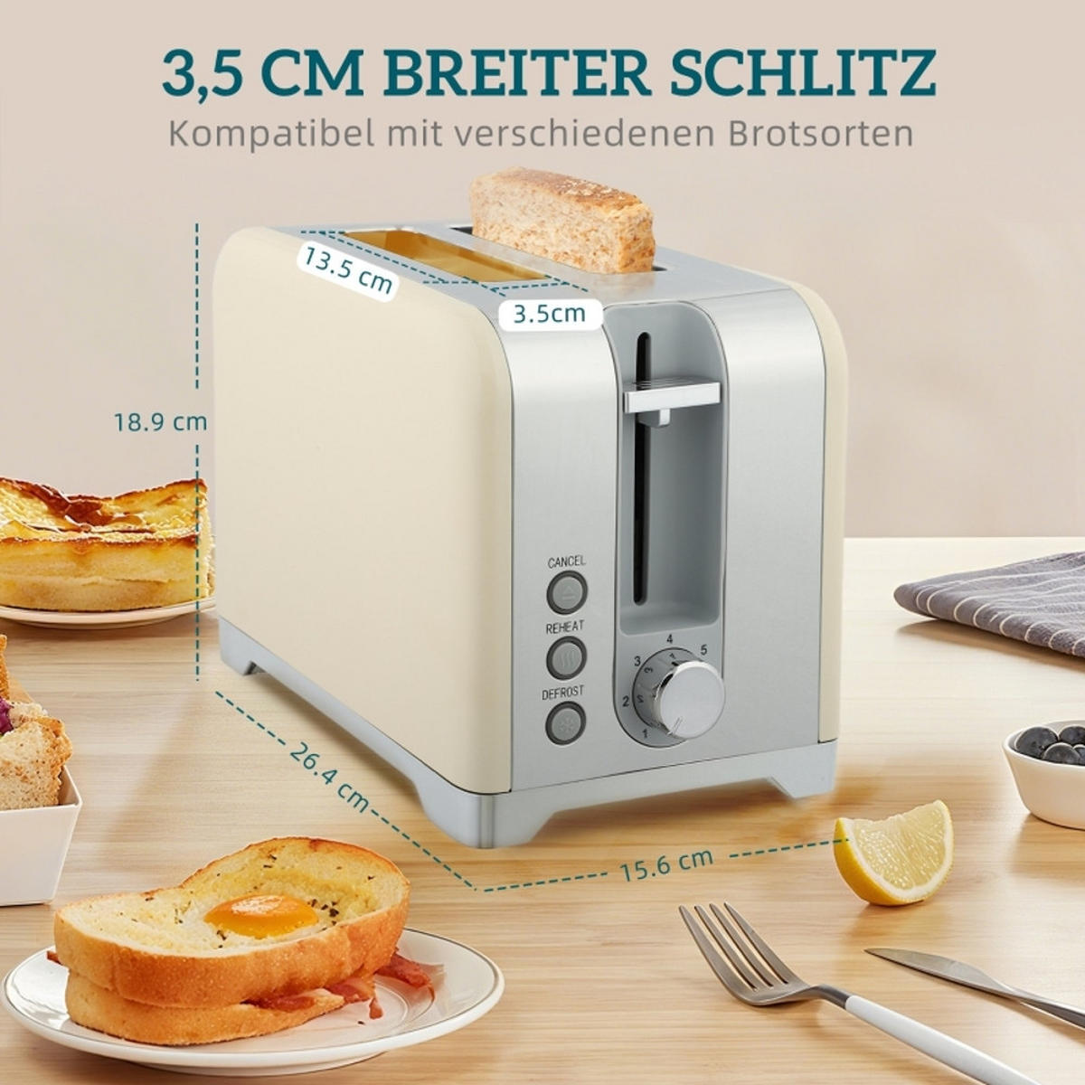 WASSERKOCHER-TOASTER SET 2200W Temperaturanzeige Creme - Weiß, Kunststoff (16/24.4/23.5cm) - Rolipo