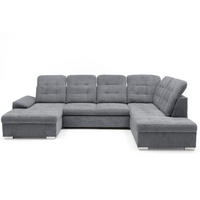 ECKSOFA U-Form OLIVIA U Rechts mit Schlaffunktion 124x257 Velours Grau - Silberfarben/Grau, Holz/Kunststoff (202/103/320cm) - Muffo