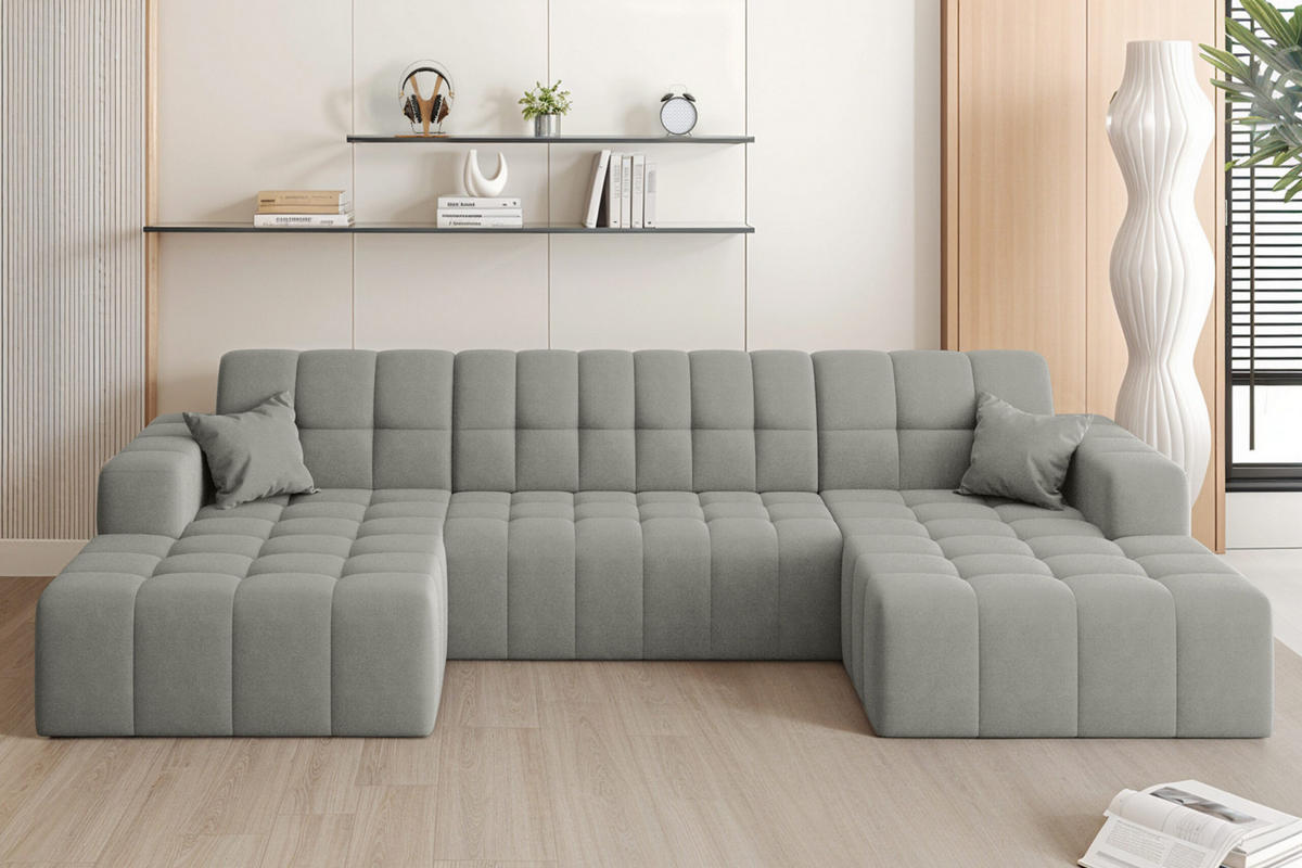 ECKSOFA U-Form Nimes Stoff Portland Grau - Grau, Holz/Textil (168/350cm) - Kaiser Möbel
