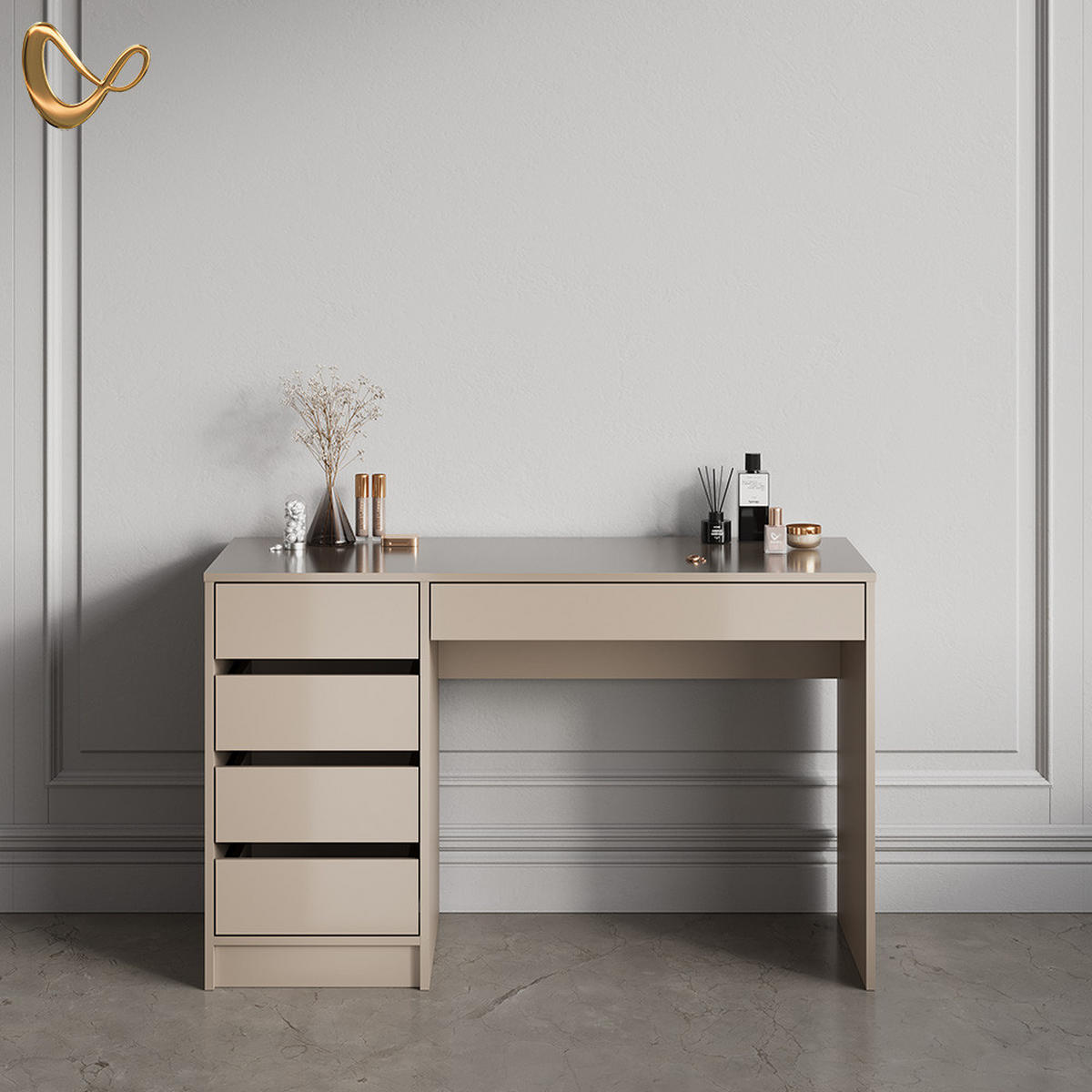 SCHMINKTISCH Imola Greige ohne Spiegel - Greige, Holzwerkstoff (55/120/75cm) - Livinity®
