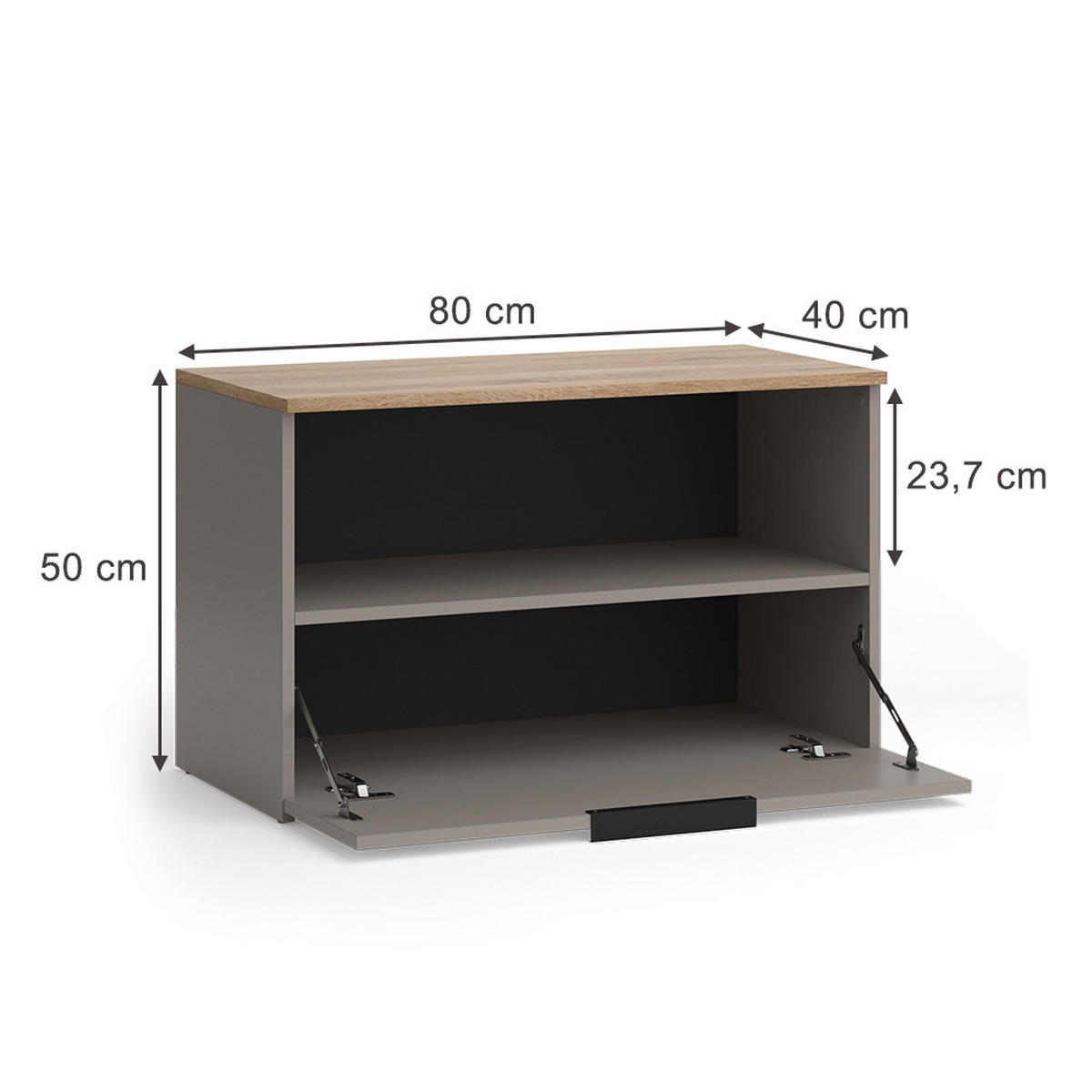 KOMMODE Wido Greige 80 x 50 cm mit 1 geschlossenem Fach - Greige/Sonoma Eiche, Holzwerkstoff (80/50/40cm) - Vicco