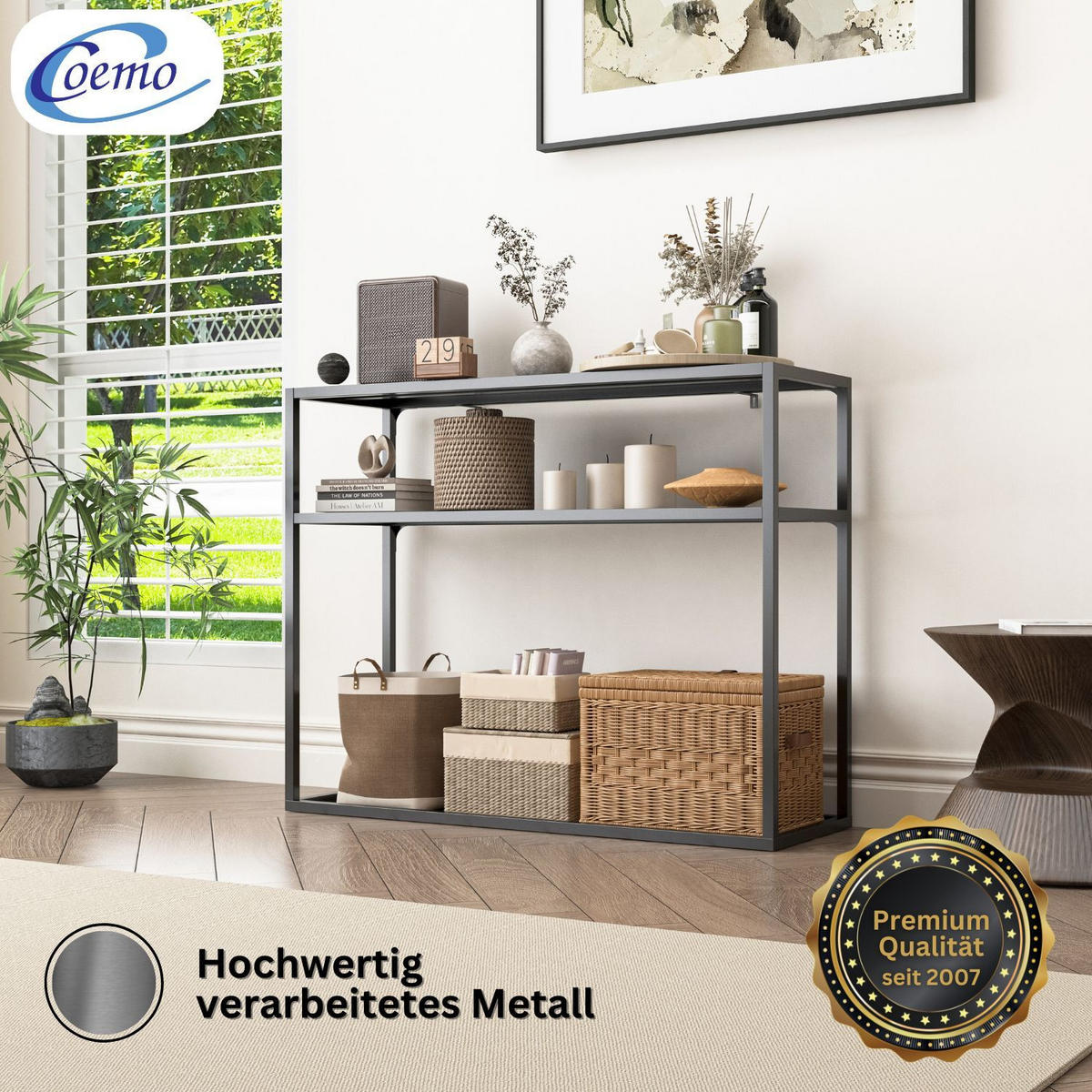 KONSOLENTISCH CHICAGO Metall Schwarz 100/34/80 cm - Schwarz, Metall (100/34/80cm) - Coemo