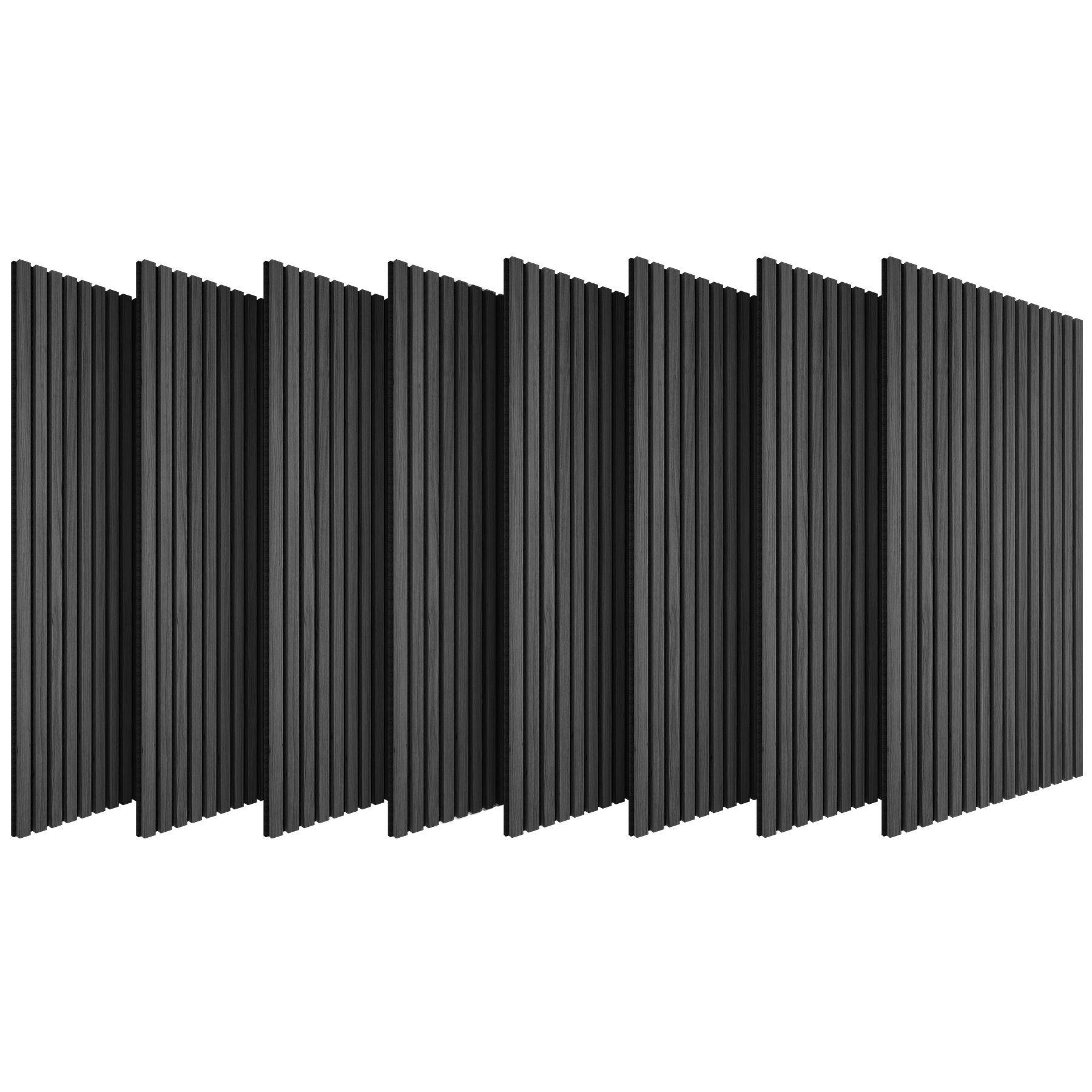 AKUSTIKPANEELE 8er Set Sonic Wall Iii, je 120 x 60 x 1,1 cm, Größe flexibel anpassbar, Eiche schwarz - Schwarz, Holz (60/1.1/120cm) - tectake