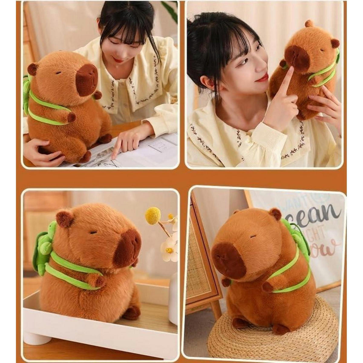 PLÜSCHTIER Capybara mit Schildkrötenrucksack 55 cm - Braun, Textil (30/55cm)