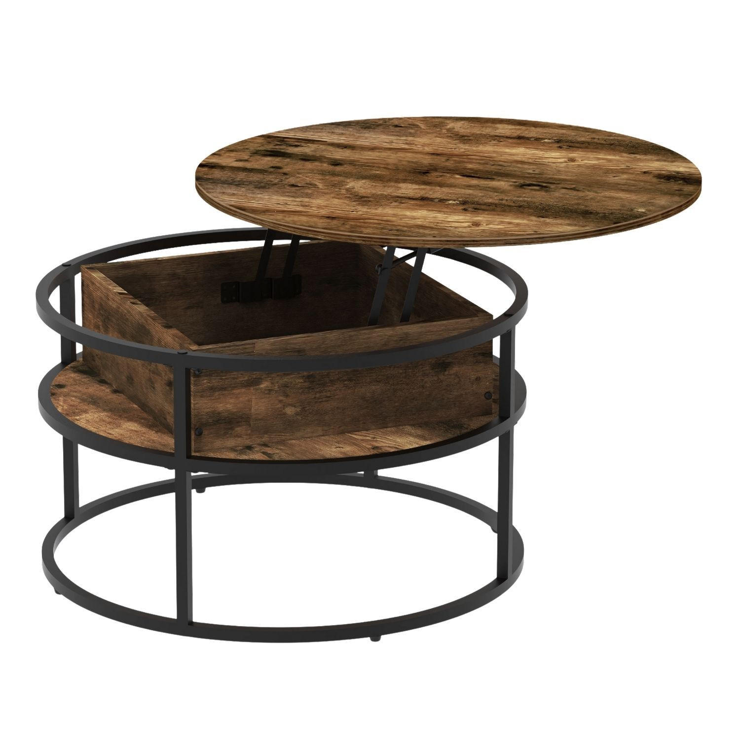 COUCHTISCH SWING Baun verstellbare Tischplatte Aufbewahrungsfach - Braun, Metall (80/80/47cm) - Coemo