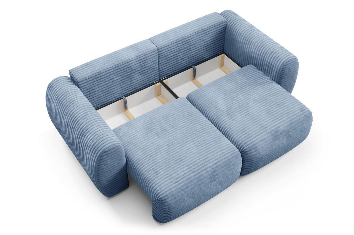 SCHLAFSOFA Simone - Hellblau, Holzwerkstoff/Textil (266/95/110cm) - Fun Möbel