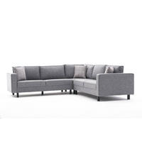 ECKSOFA schlichte Eleganz, lose Rückenkissen - Schwarz/Grau, Holz/Buchenholz (258/258cm) - myHomelando