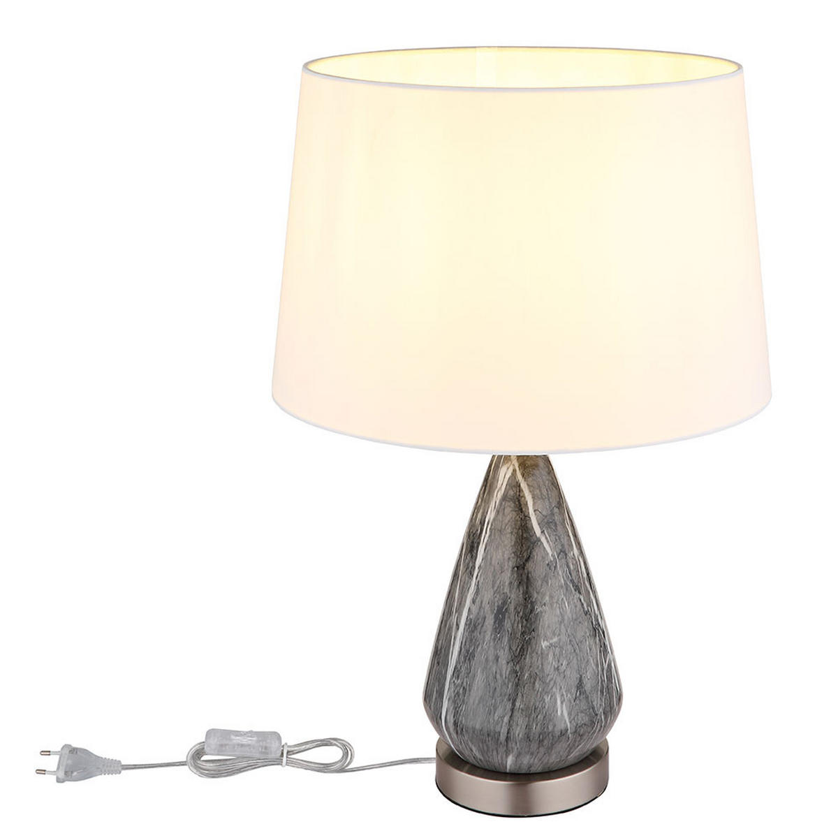 LED TISCHLEUCHTE Marmoroptik Weiß Textil - Weiß, Metall (35/35/54cm) - Globo Lighting