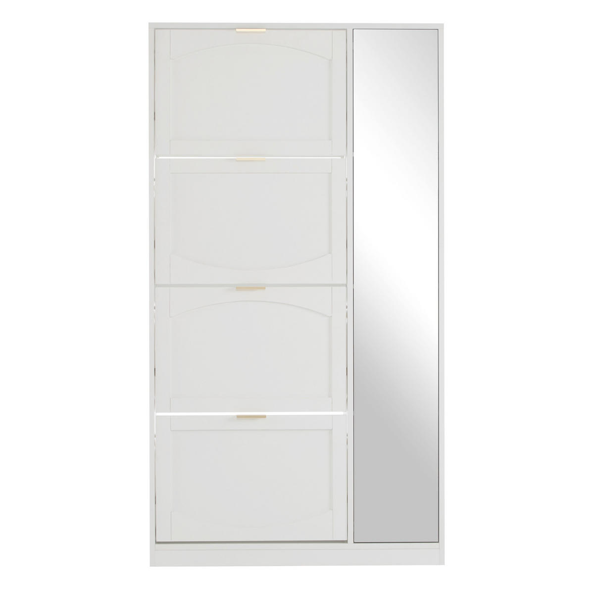 SCHUHSCHRANK 24/80/147 cm mit Spiegeltüren, 4 Klappen und verstellbaren Einlegeböden, Weiß - Weiß, Holzwerkstoff (80/147/24cm) - Redom