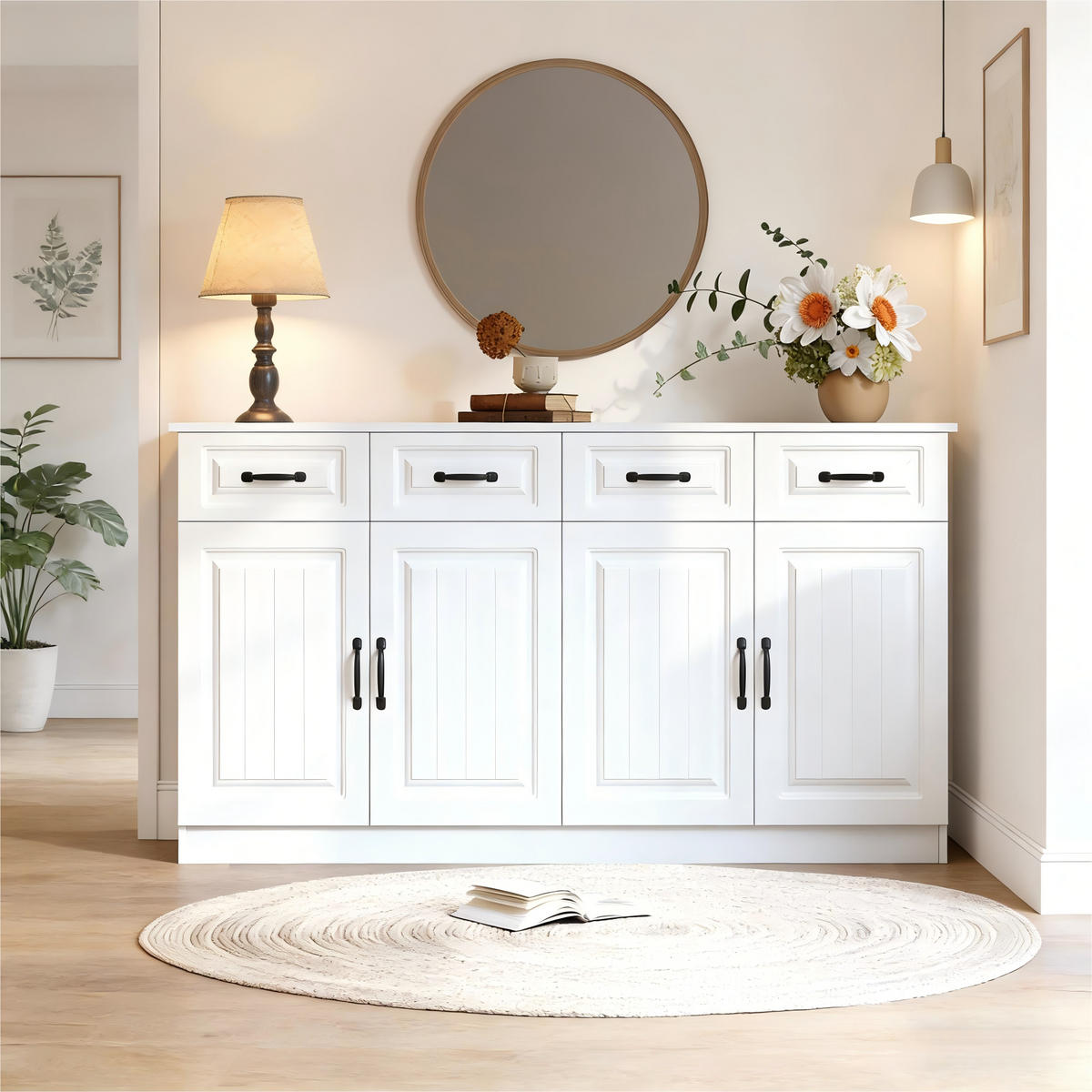 SIDEBOARD Weiß 160/35/80 cm - Weiß, Holzwerkstoff (160/80/35cm) - PANGIVO