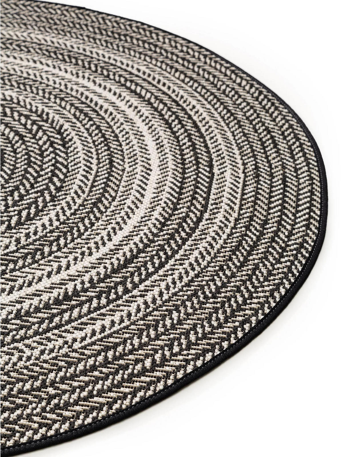 OUTDOORTEPPICH rund Metro Schwarz/Weiß ø 120 cm rund - Schwarz, Textil (120/120cm) - benuta Nest