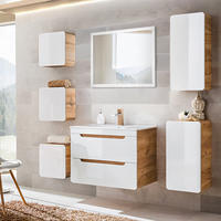 BADMÖBEL-SET 7-TLG. Luton-56 - Weiß, Holzwerkstoff (180/200/46cm) - Lomado