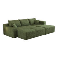 WOHNLANDSCHAFT Cord Grün ohne Montage - Grün, Textil (241/58/151cm) - WISHDOR