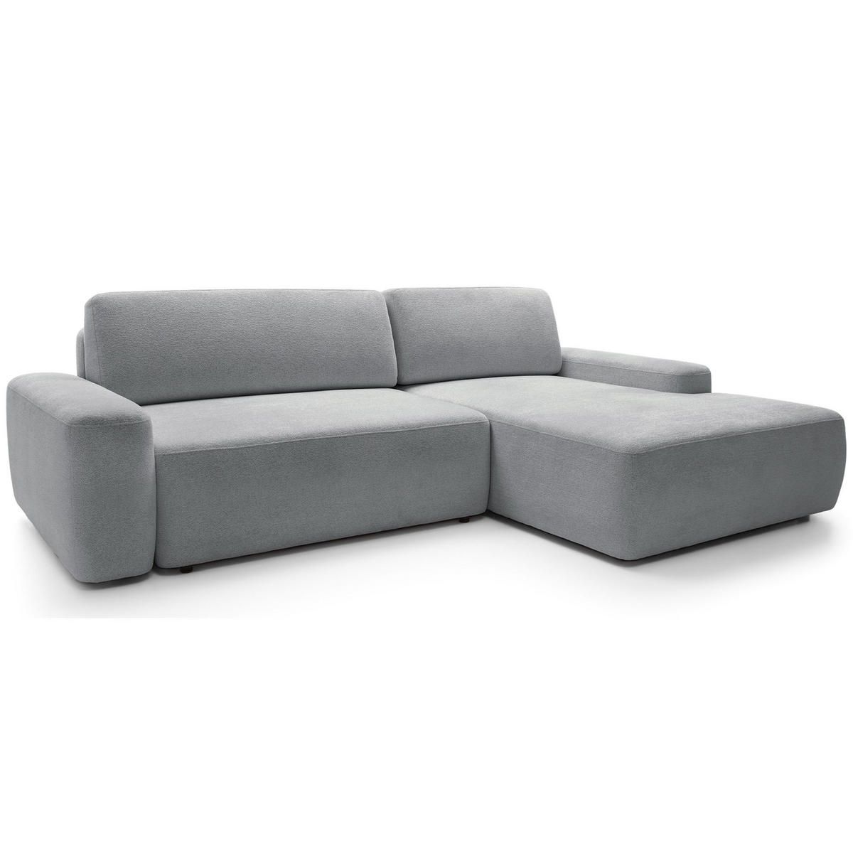 ECKSOFA Baleo Hellgrau Chenille-Bezug - Hellgrau/Schwarz, Kunststoff/Textil (264/162cm) - Selsey